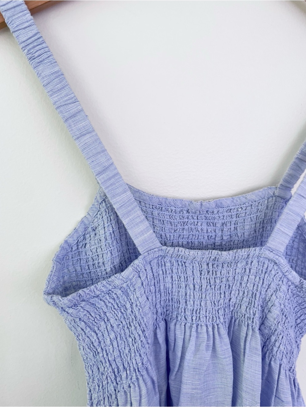 J. Crew Smocked Beach Midi Dress in Linen-Cotton Blend Blue L Large Coastal Prep - Picture 7 of 10